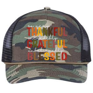 So Very Thankful Incredibly Grateful Unbelievably Blessed Thanksgiving Quote Retro Rope Trucker Hat Cap