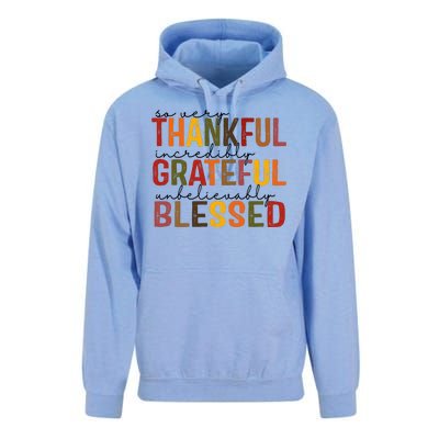 So Very Thankful Incredibly Grateful Unbelievably Blessed Thanksgiving Quote Unisex Surf Hoodie