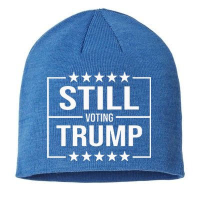 Still Voting Trump 2024 Patriotic American Flag Sustainable Beanie