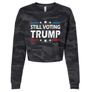 Still Voting Trump 2024 Patriotic American Flag Cropped Pullover Crew