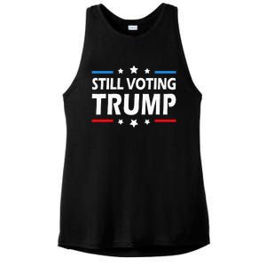 Still Voting Trump 2024 Patriotic American Flag Ladies PosiCharge Tri-Blend Wicking Tank