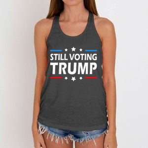 Still Voting Trump 2024 Patriotic American Flag Women's Knotted Racerback Tank