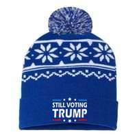 Still Voting Trump 2024 Patriotic American Flag USA-Made Snowflake Beanie