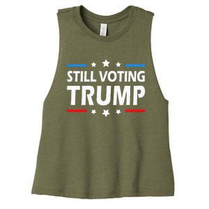 Still Voting Trump 2024 Patriotic American Flag Women's Racerback Cropped Tank