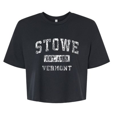 Stowe Vermont Vt Vintage Established Sports Bella+Canvas Jersey Crop Tee