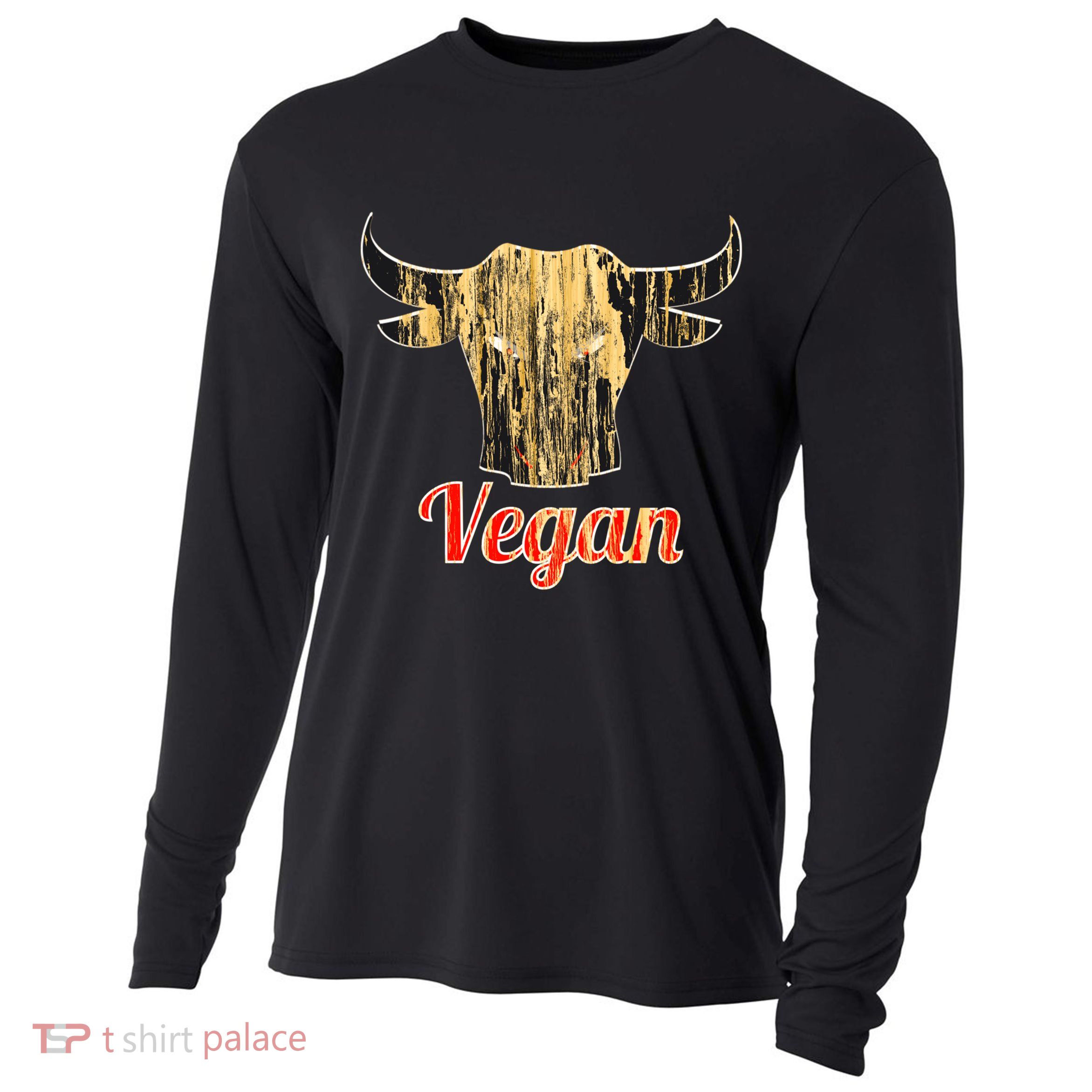 Strong Vegan Vegetarian Grass Eating Bull Gift Cooling Performance Long Sleeve Crew