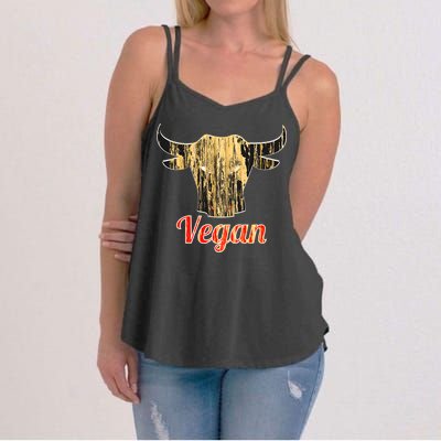 Strong Vegan Vegetarian Grass Eating Bull Gift Women's Strappy Tank