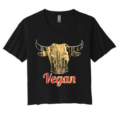 Strong Vegan Vegetarian Grass Eating Bull Gift Crop Top