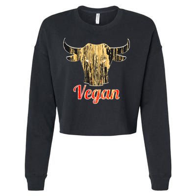Strong Vegan Vegetarian Grass Eating Bull Gift Cropped Pullover Crew