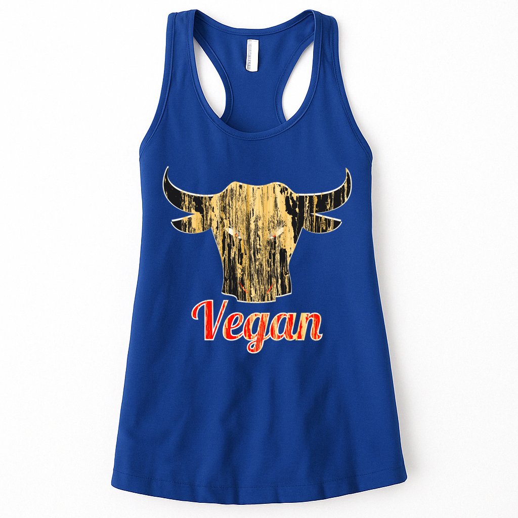 Strong Vegan Vegetarian Grass Eating Bull Gift Womens Tank Top
