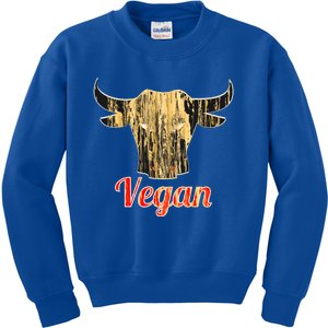 Strong Vegan Vegetarian Grass Eating Bull Gift Kids Sweatshirt