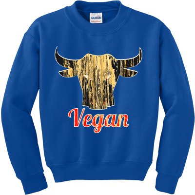 Strong Vegan Vegetarian Grass Eating Bull Gift Kids Sweatshirt