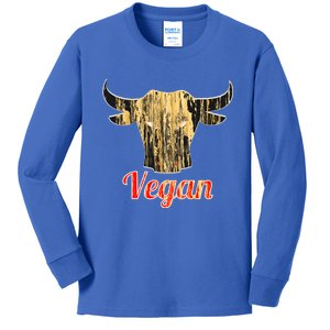 Strong Vegan Vegetarian Grass Eating Bull Gift Kids Long Sleeve Shirt