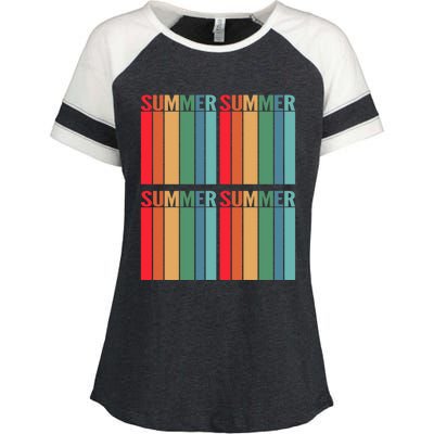 Summer Vacation Vacay Vibes Beach Sunset Gift Enza Ladies Jersey Colorblock Tee