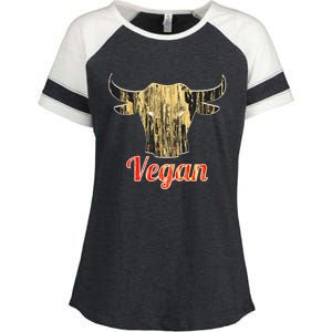 Strong Vegan Vegetarian Grass Eating Bull Great Gift Enza Ladies Jersey Colorblock Tee