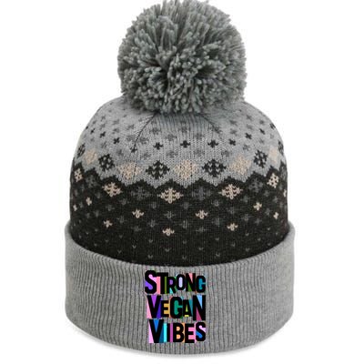 Strong Vegan Vibes Love Animals Veganism Cute Gift The Baniff Cuffed Pom Beanie