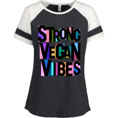 Strong Vegan Vibes Love Animals Veganism Cute Gift Enza Ladies Jersey Colorblock Tee