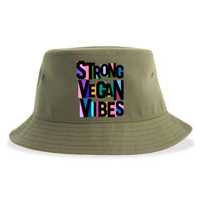 Strong Vegan Vibes Love Animals Veganism Cute Gift Sustainable Bucket Hat