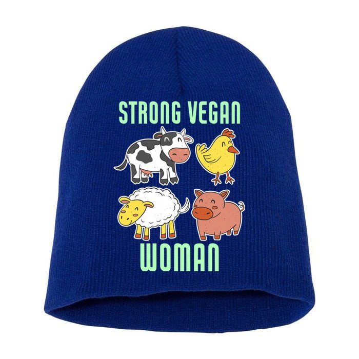 Strong Vegan Veganism Animal Lover Gift Short Acrylic Beanie