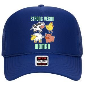 Strong Vegan Veganism Animal Lover Gift High Crown Mesh Back Trucker Hat