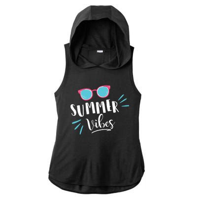 Summer Vibes Vacation Fun Ladies PosiCharge Tri-Blend Wicking Draft Hoodie Tank