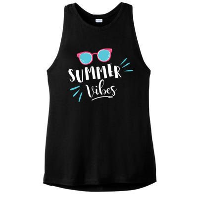 Summer Vibes Vacation Fun Ladies PosiCharge Tri-Blend Wicking Tank