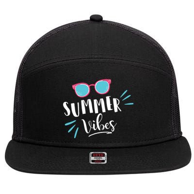 Summer Vibes Vacation Fun 7 Panel Mesh Trucker Snapback Hat