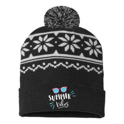 Summer Vibes Vacation Fun USA-Made Snowflake Beanie