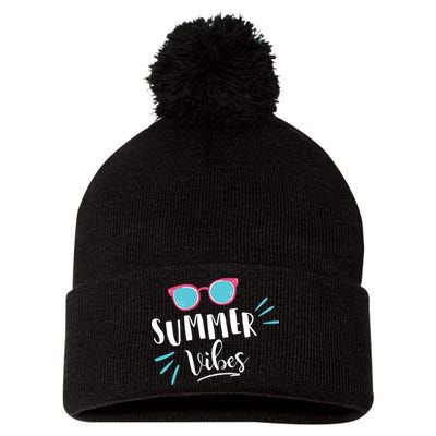 Summer Vibes Vacation Fun Pom Pom 12in Knit Beanie