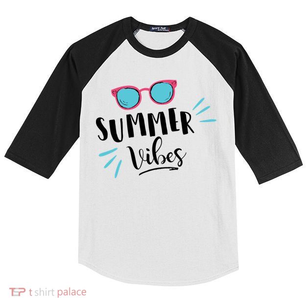 Summer Vibes Vacation Fun Kids Colorblock Raglan Jersey