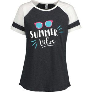 Summer Vibes Vacation Fun Enza Ladies Jersey Colorblock Tee