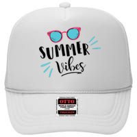 Summer Vibes Vacation Fun High Crown Mesh Back Trucker Hat