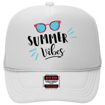 Summer Vibes Vacation Fun High Crown Mesh Back Trucker Hat