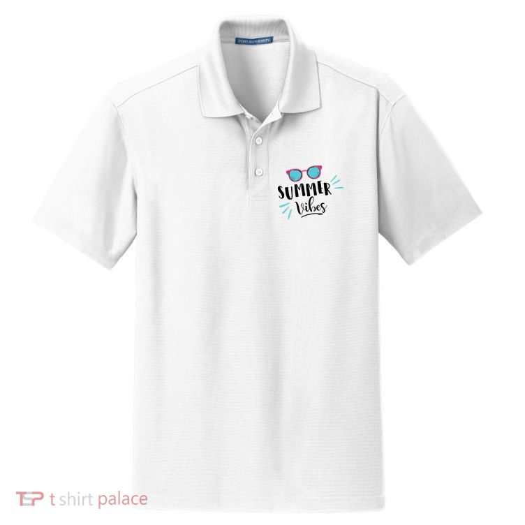 Summer Vibes Vacation Fun Dry Zone Grid Polo