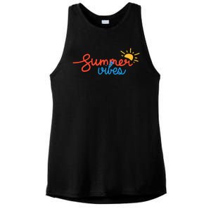 Summer Vibes Vacation Fun Ladies PosiCharge Tri-Blend Wicking Tank