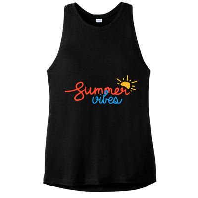Summer Vibes Vacation Fun Ladies PosiCharge Tri-Blend Wicking Tank
