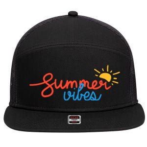 Summer Vibes Vacation Fun 7 Panel Mesh Trucker Snapback Hat