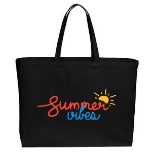 Summer Vibes Vacation Fun Cotton Canvas Jumbo Tote