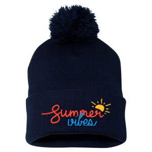 Summer Vibes Vacation Fun Pom Pom 12in Knit Beanie