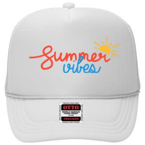 Summer Vibes Vacation Fun High Crown Mesh Back Trucker Hat