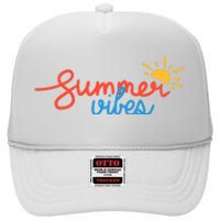 Summer Vibes Vacation Fun High Crown Mesh Back Trucker Hat