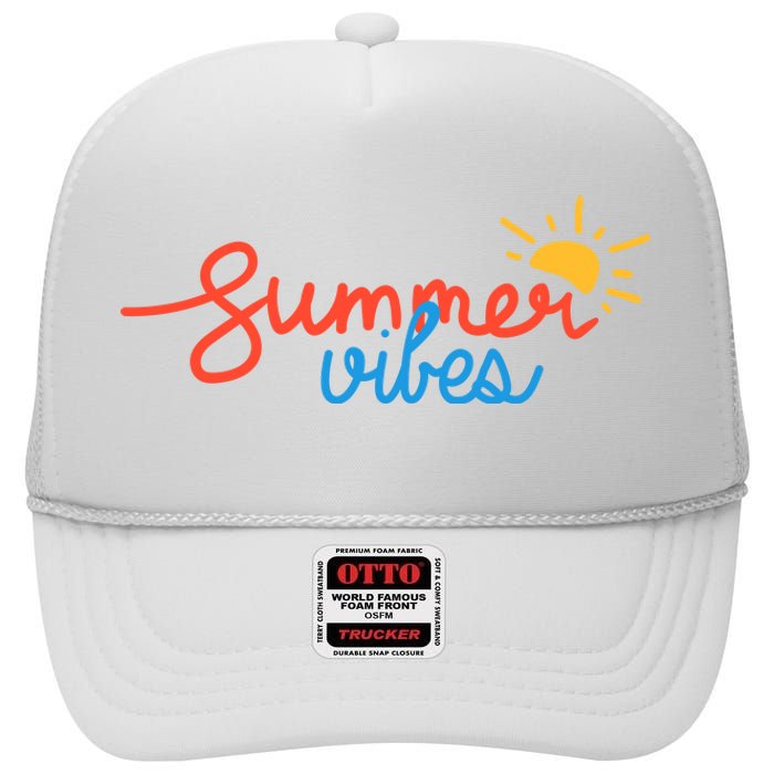 Summer Vibes Vacation Fun High Crown Mesh Back Trucker Hat