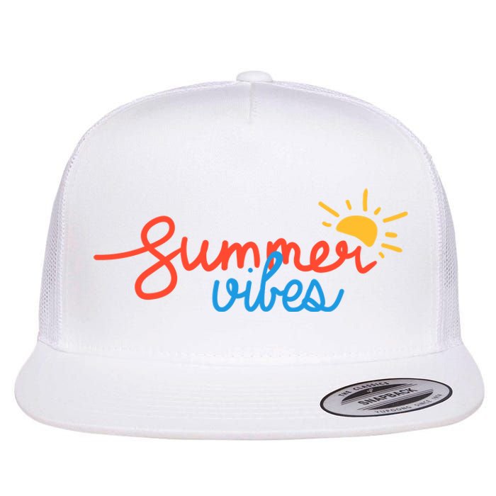 Summer Vibes Vacation Fun Flat Bill Trucker Hat