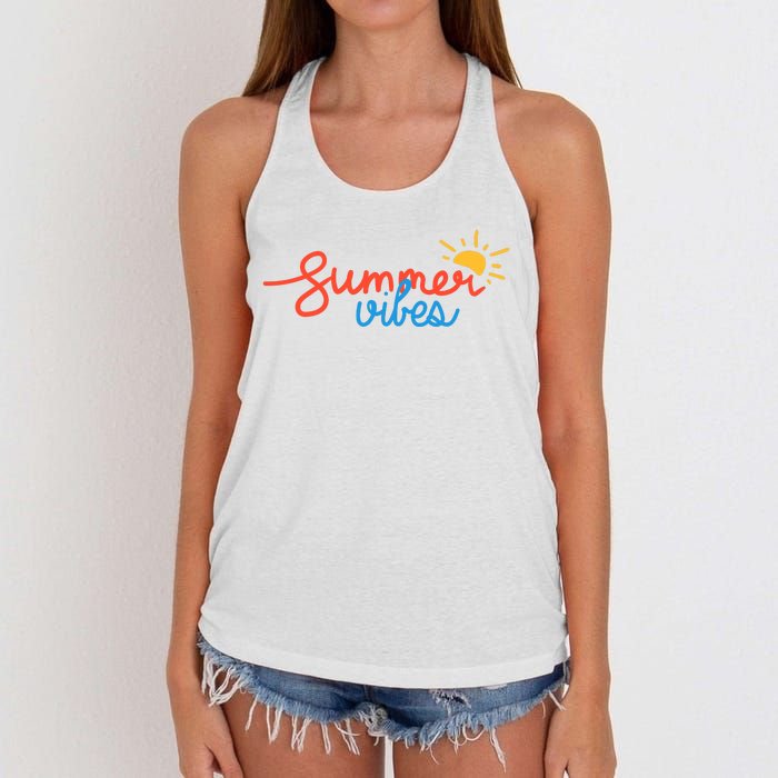 Summer Vibes Vacation Fun Women's Knotted Racerback Tank