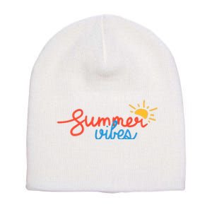 Summer Vibes Vacation Fun Short Acrylic Beanie