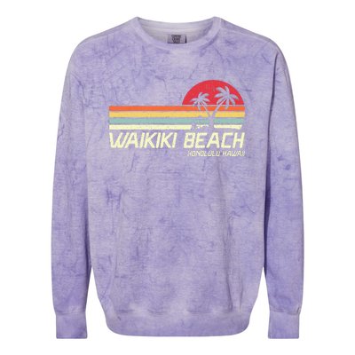 Summer Vacation Vintage Honolulu Hawaii Waikiki Beach Colorblast Crewneck Sweatshirt