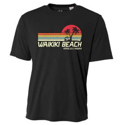 Summer Vacation Vintage Honolulu Hawaii Waikiki Beach Cooling Performance Crew T-Shirt