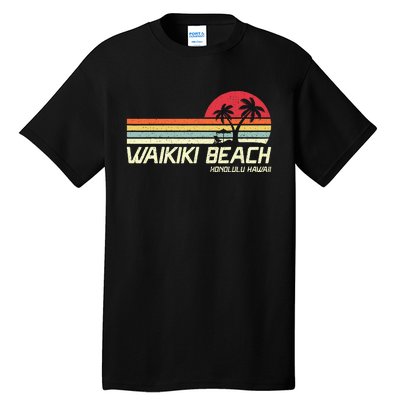 Summer Vacation Vintage Honolulu Hawaii Waikiki Beach Tall T-Shirt