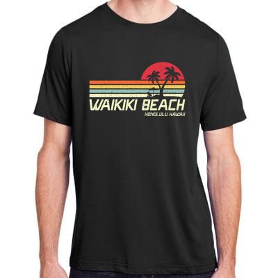 Summer Vacation Vintage Honolulu Hawaii Waikiki Beach Adult ChromaSoft Performance T-Shirt