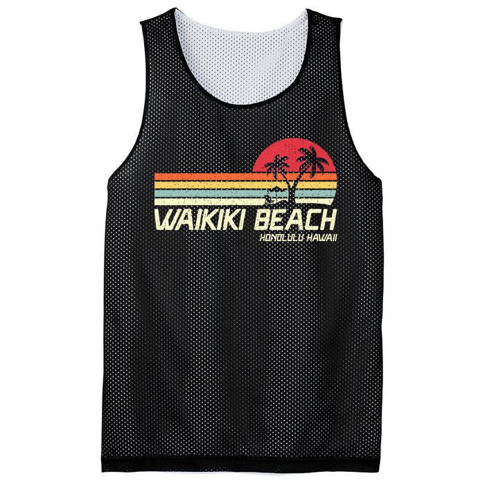 Summer Vacation Vintage Honolulu Hawaii Waikiki Beach Mesh Reversible Basketball Jersey Tank